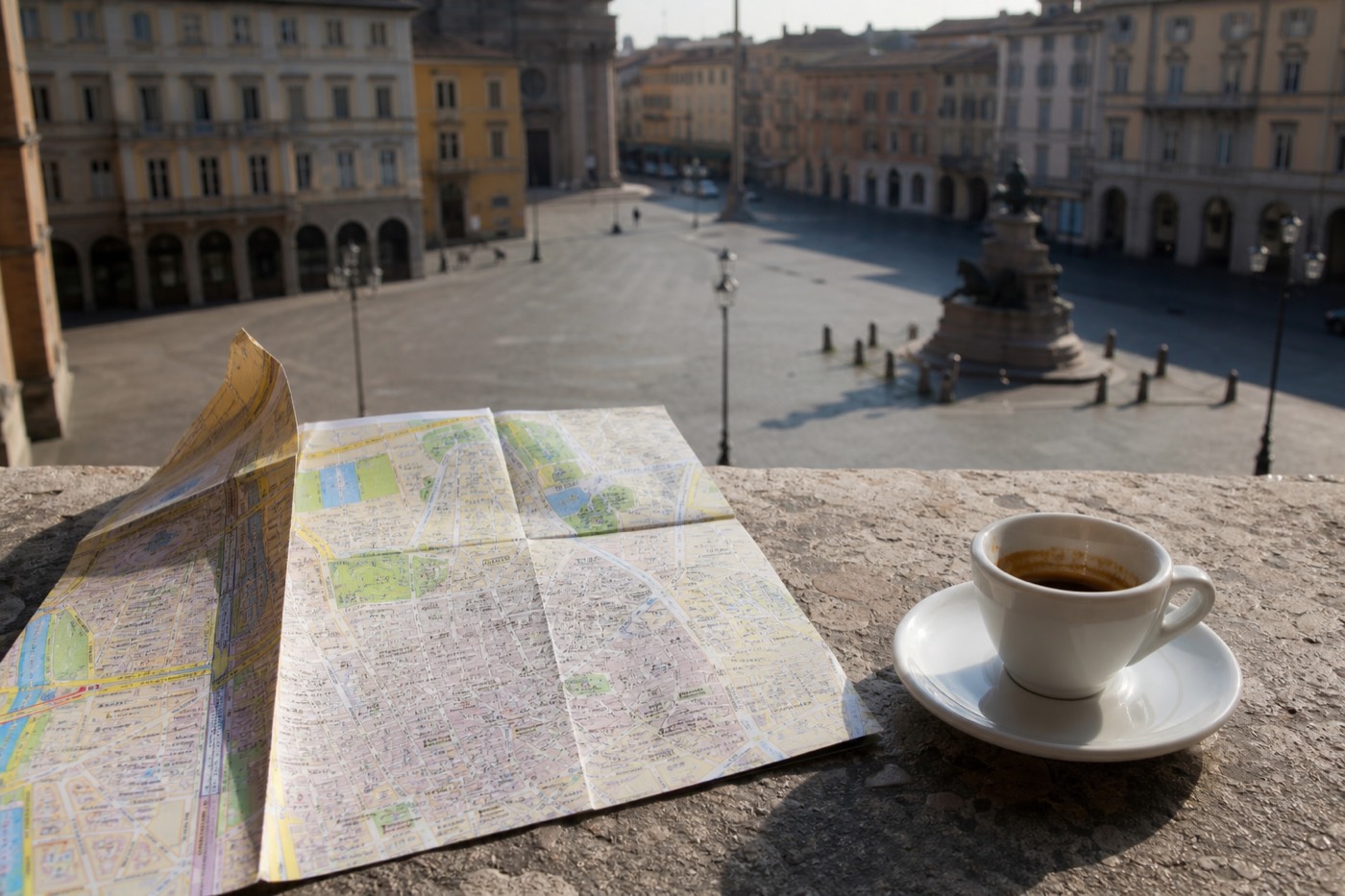 Piazza Garibaldi in Parma's historic center, the first stop on a one day in Parma itinerary