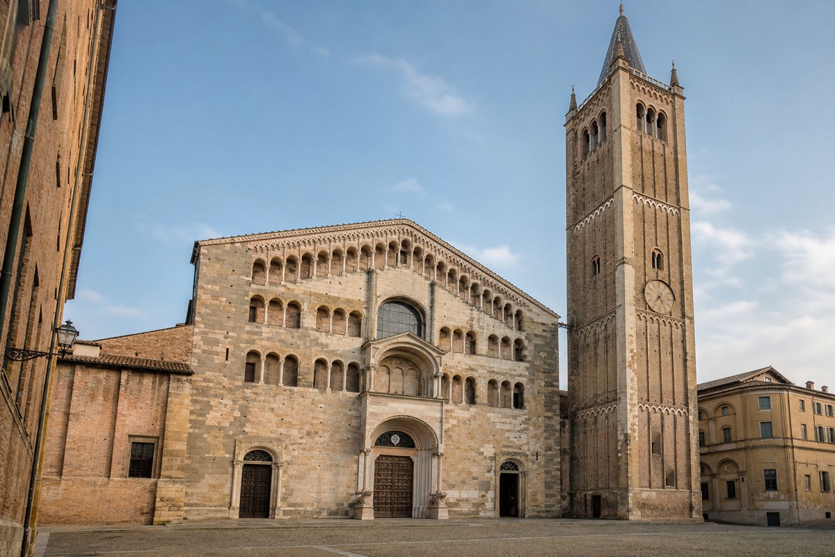 Parma Cathedral in the historic center, a key sight when comparing Parma and Bologna