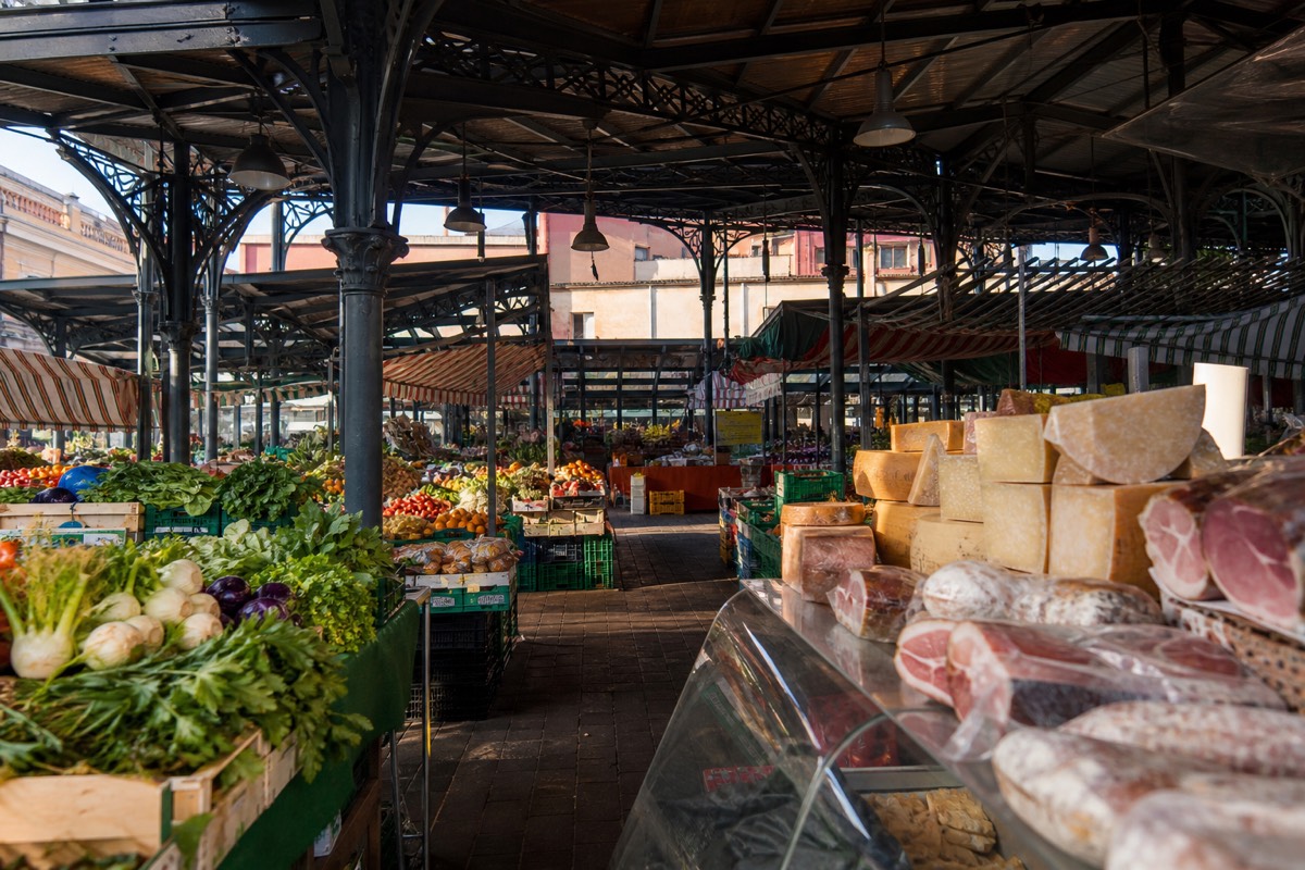 The Mercato della Ghiaia covered market, a staple stop in any Parma food guide