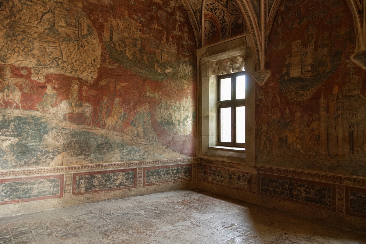 Visiting Torrechiara Castle includes the frescoed Camera d'Oro, its famous golden room